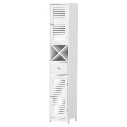 Artiss Bathroom Storage Cabinet 170cm Tall Slim Organiser Toilet Corner Adjustable Shelf Louver Door White.