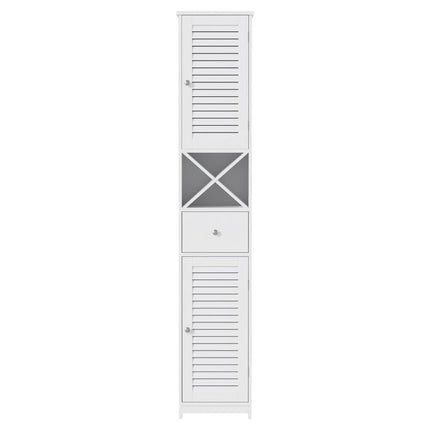 Artiss Bathroom Storage Cabinet 170cm Tall Slim Organiser Toilet Corner Adjustable Shelf Louver Door White.