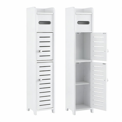 Artiss 2x Bathroom Storage Cabinet 3-Tier Toilet Paper Holder Organizer White.