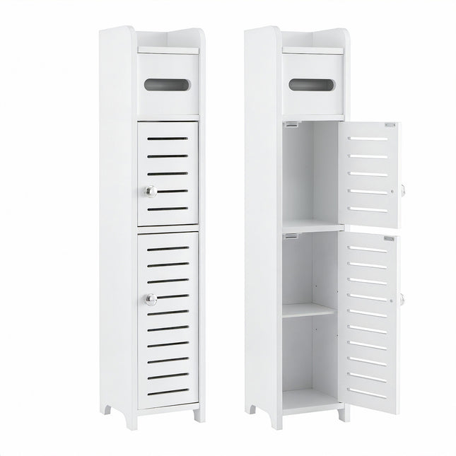Artiss 2x Bathroom Storage Cabinet 3-Tier Toilet Paper Holder Organizer White.