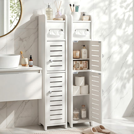 Artiss 2x Bathroom Storage Cabinet 3-Tier Toilet Paper Holder Organizer White.