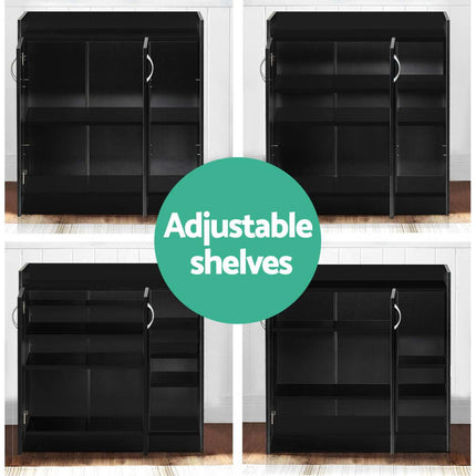 Artiss Shoe Rack Cabinet 21 Pairs Adjustable Shelves Black Clair.
