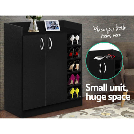 Artiss Shoe Rack Cabinet 21 Pairs Adjustable Shelves Black Clair.
