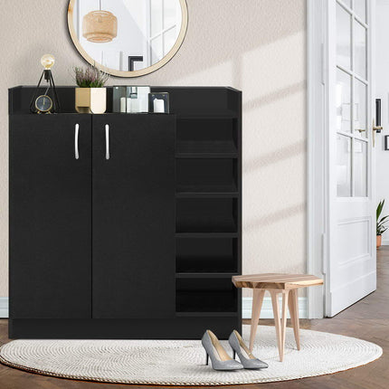 Artiss Shoe Rack Cabinet 21 Pairs Adjustable Shelves Black Clair.