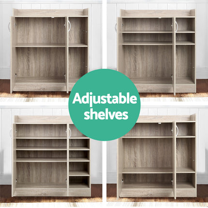 Artiss Shoe Rack Cabinet 21 Pairs Adjustable Shelves Pine Clair.
