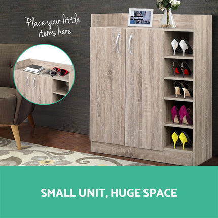 Artiss Shoe Rack Cabinet 21 Pairs Adjustable Shelves Pine Clair.