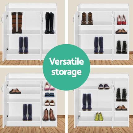 Artiss Shoe Rack Cabinet 21 Pairs Adjustable Shelves White Clair.