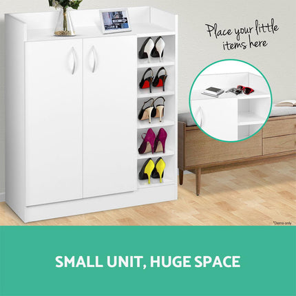 Artiss Shoe Rack Cabinet 21 Pairs Adjustable Shelves White Clair.