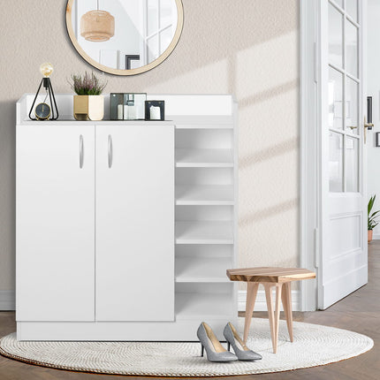 Artiss Shoe Rack Cabinet 21 Pairs Adjustable Shelves White Clair.