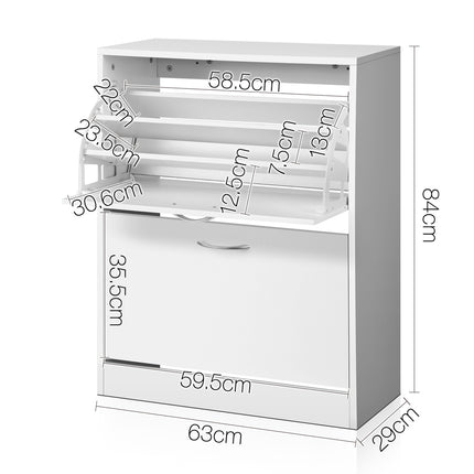 Artiss Shoe Rack Cabinet Adjustable Shelves 24 Pairs White Iris.