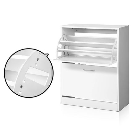 Artiss Shoe Rack Cabinet Adjustable Shelves 24 Pairs White Iris.