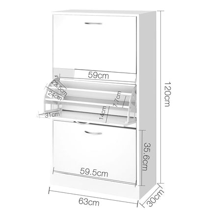 Artiss Shoe Rack Cabinet 36 Pairs Adjustable Shelves Ivy.