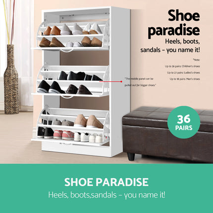 Artiss Shoe Rack Cabinet 36 Pairs Adjustable Shelves Ivy.