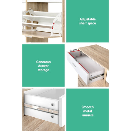 Artiss Shoe Rack Cabinet 36 Pairs Adjustable Shelves Pine Sara.