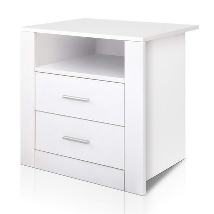 Artiss Bedside Table 2 Drawers with Shelf - TARA White.