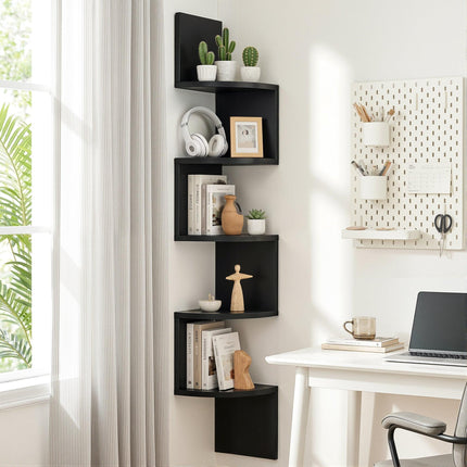 Artiss Wall Shelf Bookshelf Corner Floating 5-Tier Black.