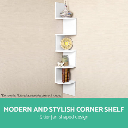 Artiss Wall Shelf Corner Floating 5-Tier White.