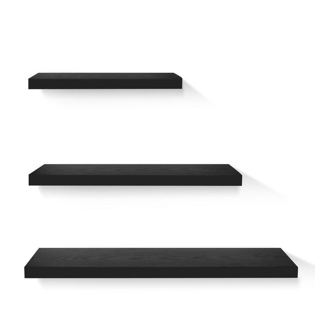 Artiss Floating Wall Shelf Set of 3 Black.