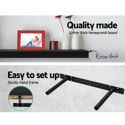 Artiss Floating Wall Shelf Set of 3 Black.