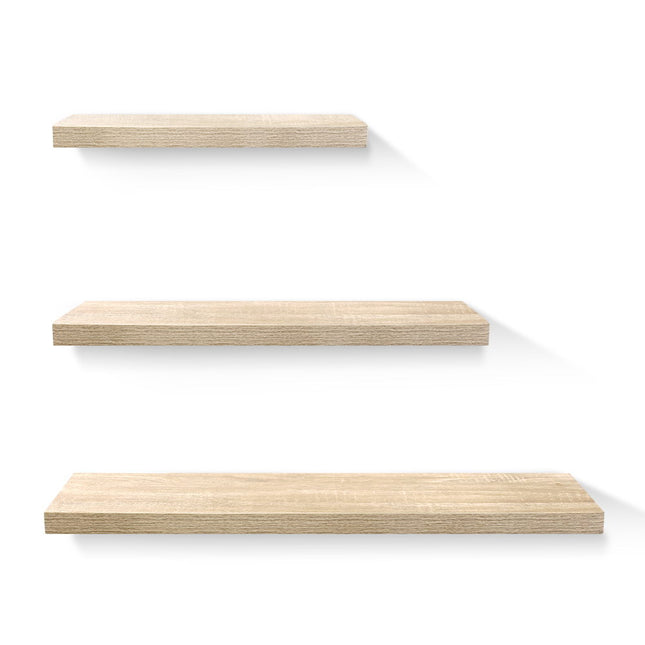 Artiss Floating Wall Shelf Set of 3 Oak.