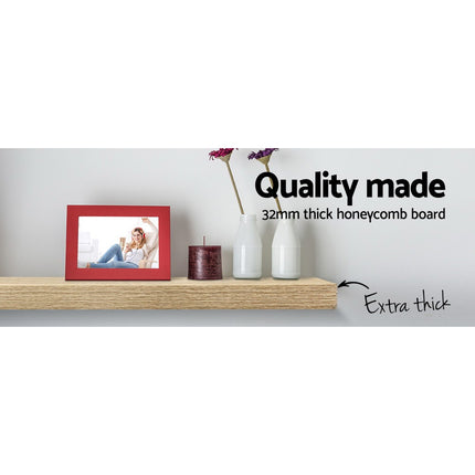 Artiss Floating Wall Shelf Set of 3 Oak.