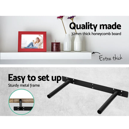 Artiss Floating Wall Shelf Set of 3 White.