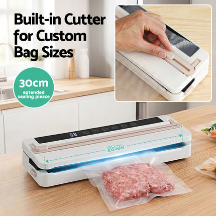 Devanti Food Vacuum Sealer Machine Fresh Storage Auto Seal Slide Cutter 6 Modes White.