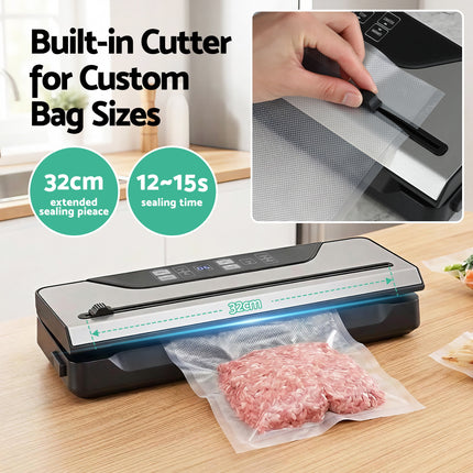 Devanti Food Vacuum Sealer Machine Auto Seal Slide Cutter 9 Modes Marinate Black.