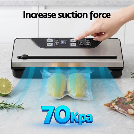 Devanti Food Vacuum Sealer Machine Auto Seal Slide Cutter 9 Modes Marinate Black.