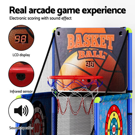 Basketball Arcade Game Electronic Scorer 3 Games Adjustable Kids Blue.