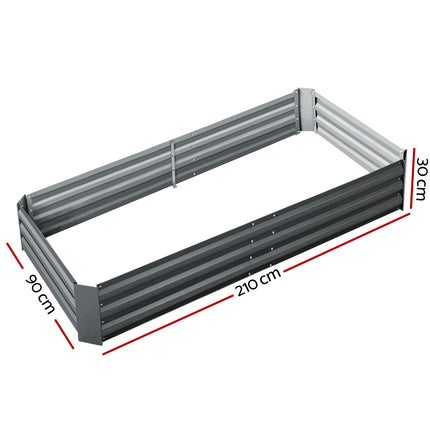 Green Fingers Garden Bed 210x90cm Planter Box Raised Container Galvanised Steel.