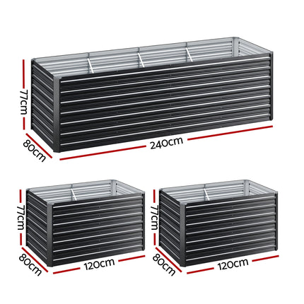 Green Fingers 2-in-1 Raised Garden Bed Kit, 240cm/120cm| 77cm Extra Deep Ergonomic Planter Box | Protect Your Back | Galvanised Steel Vegetable Flower Pot for Outdoor Garden | Includes Gloves & Pegs.