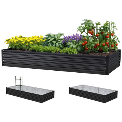 Green Fingers Raised Garden Bed 2 Pcs 210x90cm Planter Box Container Galvanised Metal Outdoor.