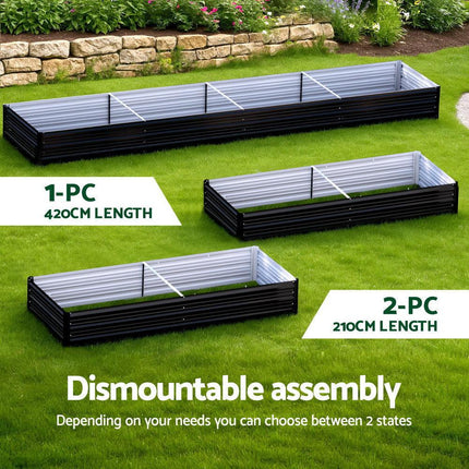 Green Fingers Raised Garden Bed 2 Pcs 210x90cm Planter Box Container Galvanised Metal Outdoor.