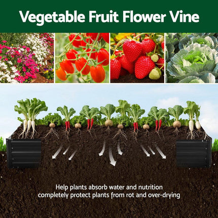Green Fingers Raised Garden Bed 2 Pcs 210x90cm Planter Box Container Galvanised Metal Outdoor.