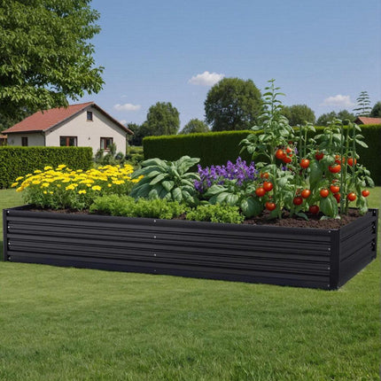Green Fingers Raised Garden Bed 2 Pcs 210x90cm Planter Box Container Galvanised Metal Outdoor.