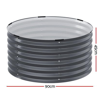 Green Fingers Garden Bed 90X45cm Round Latches Planter Box Raised Galvanised Herb.