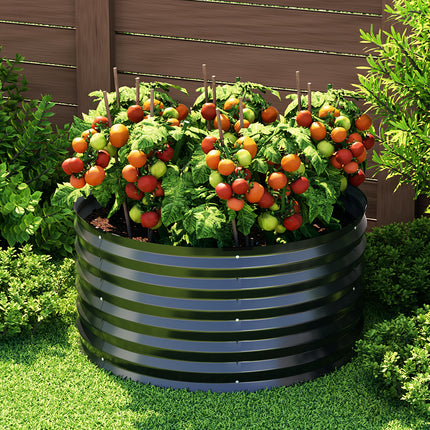 Green Fingers Garden Bed 90X45cm Round Latches Planter Box Raised Galvanised Herb.
