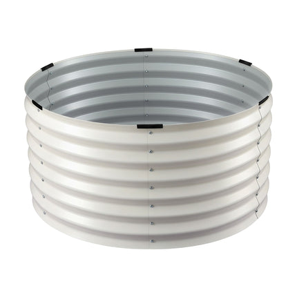 Green Fingers Round Metal Raised Garden Bed 90x45cm Planter Box White