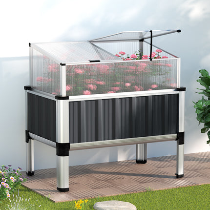 Green Fingers Garden Bed 80x49x74cm Greenhouse Planter Box Raised Galvanised Herb.