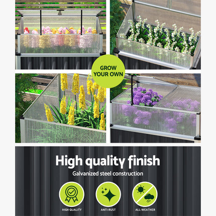 Green Fingers Garden Bed 80x49x74cm Greenhouse Planter Box Raised Galvanised Herb.