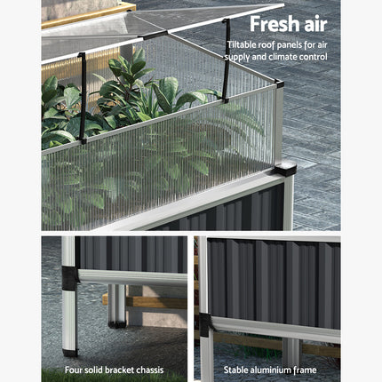Green Fingers Garden Bed 80x49x74cm Greenhouse Planter Box Raised Galvanised Herb.