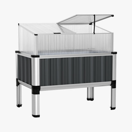 Green Fingers Garden Bed 80x49x74cm Greenhouse Planter Box Raised Galvanised Herb.