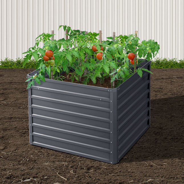 Green Fingers 2x Garden Bed 100x100x77cm Planter Box Raised Container Galvanised.