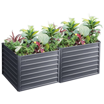 Green Fingers 2x Garden Bed 100x100x77cm Planter Box Raised Container Galvanised.