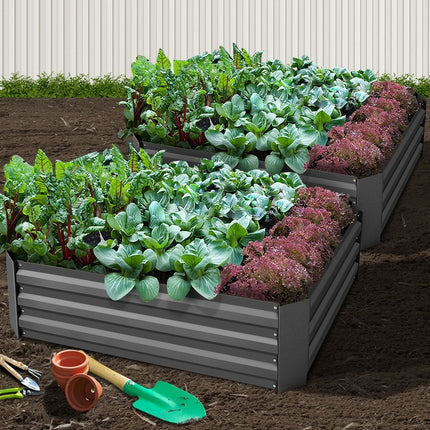 Green Fingers 2x Garden Bed 120x90cm Planter Box Raised Container Galvanised Herb.