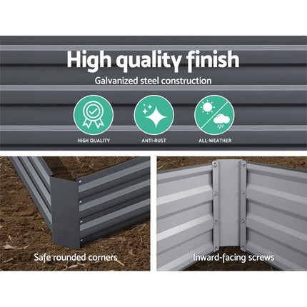 Green Fingers 2x Garden Bed 120x90cm Planter Box Raised Container Galvanised Herb.