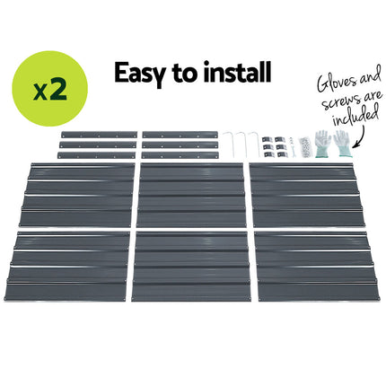 Green Fingers 2x Garden Bed 130x130x46cm Planter Box Raised Container Galvanised.