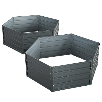 Green Fingers 2x Garden Bed 130x130x46cm Planter Box Raised Container Galvanised.