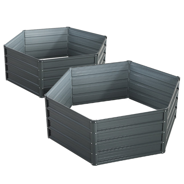 Green Fingers 2x Garden Bed 130x130x46cm Planter Box Raised Container Galvanised.